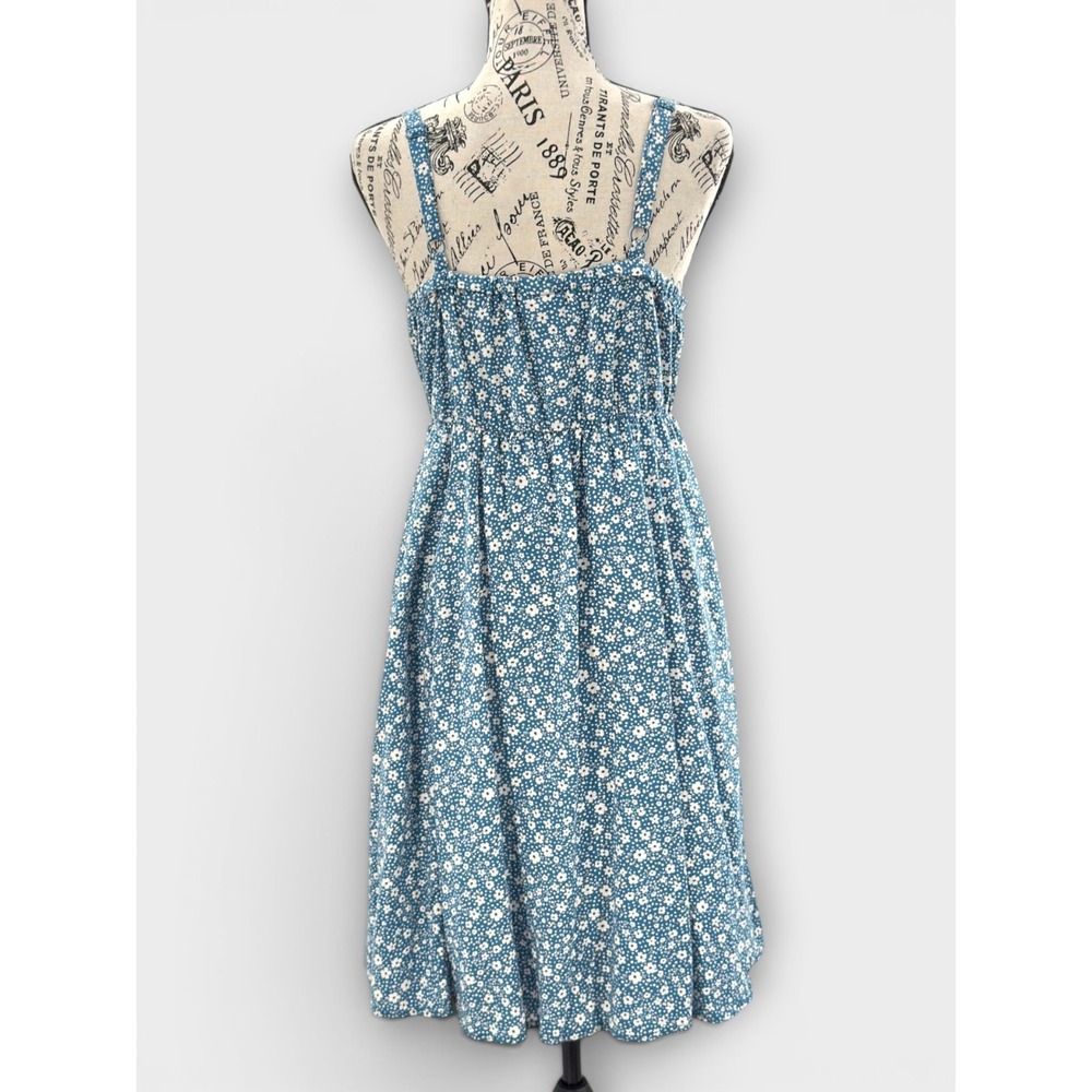 Torrid Skater Dress Size 00  Blue Ditsy Floral Sundress Fit Flare Coquette Flowy - Picture 4 of 13
